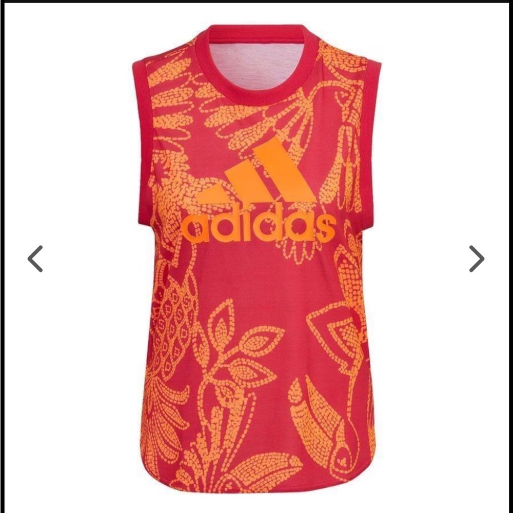 Adidas x Farm Rio Pink and Orange Patterned Tank Top